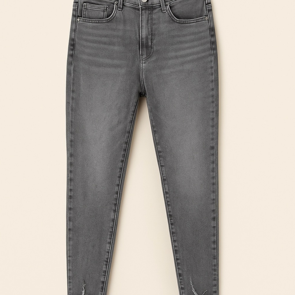 Express Super High Rise Skinny Jeans | Size 16 Short | Distressed Gray